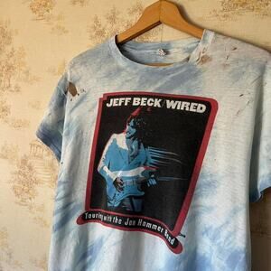 1976 Distressed Jeff Beck Wired TieDye T-Shirt Size XL